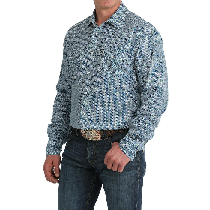 Cinch Men's Blue Printed Modern Fit Shirt