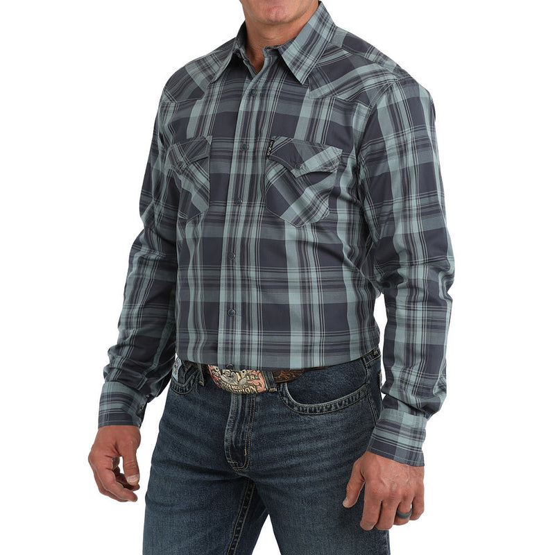 Cinch Men's Blue Plaid Modern Fit Shirt