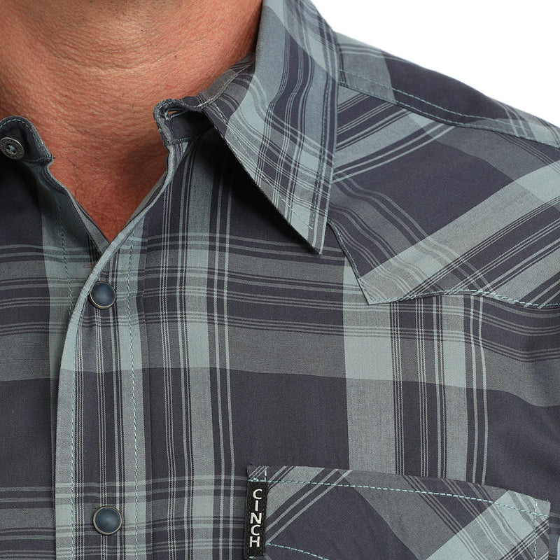 Cinch Men's Blue Plaid Modern Fit Shirt