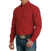 Cinch Men's Modern Fit Red Print Button Down