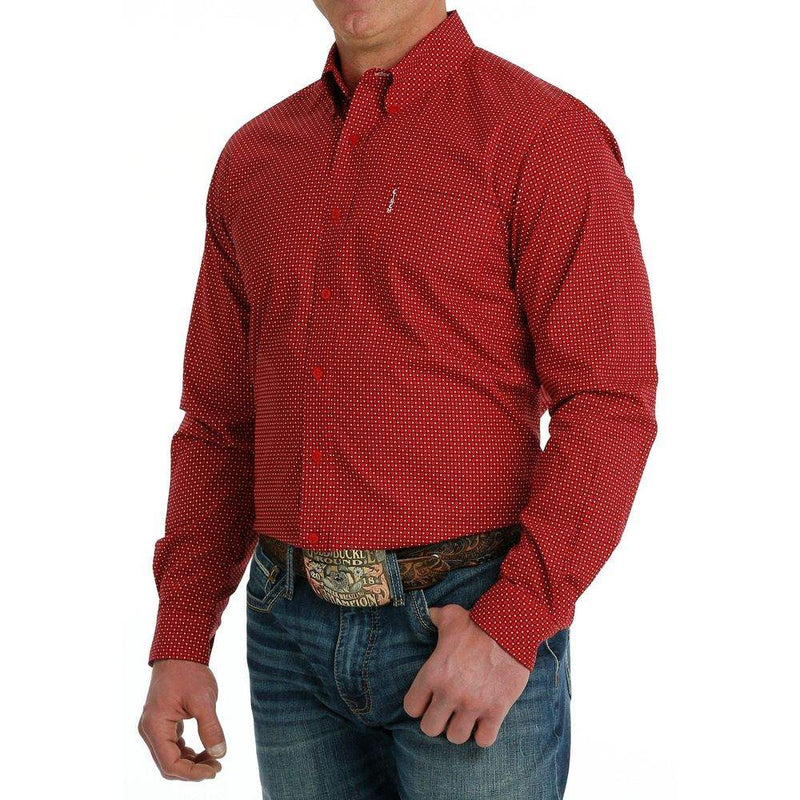 Cinch Men's Modern Fit Red Print Button Down