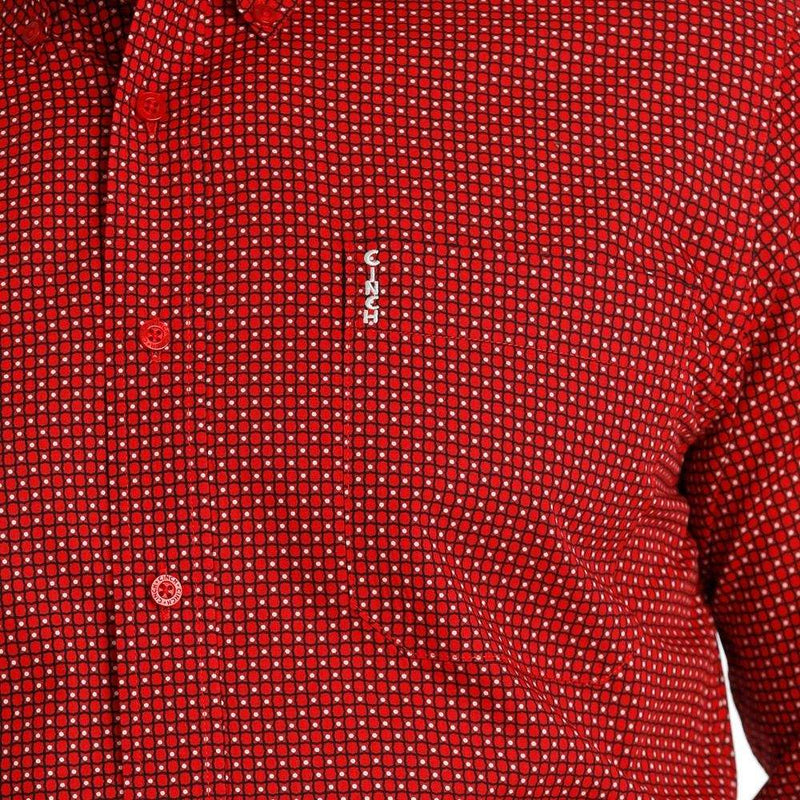 Cinch Men's Modern Fit Red Print Button Down