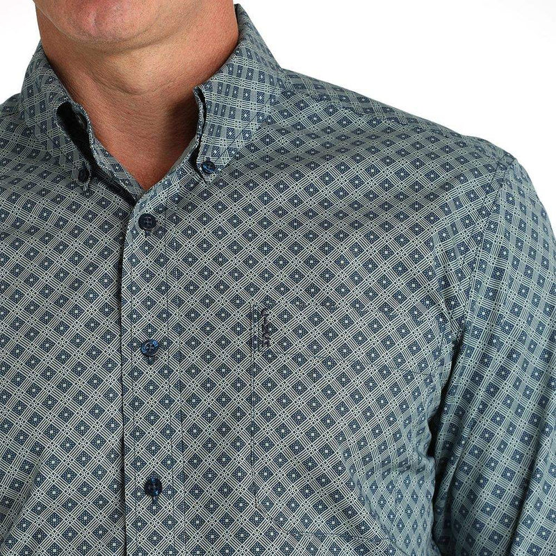 Cinch Men's Navy Print Modern Fit Button Down Shirt