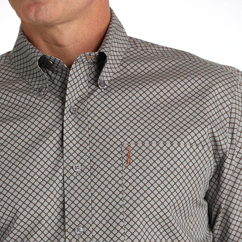 Cinch Men's Grey Modern Fit Button Down Shirt