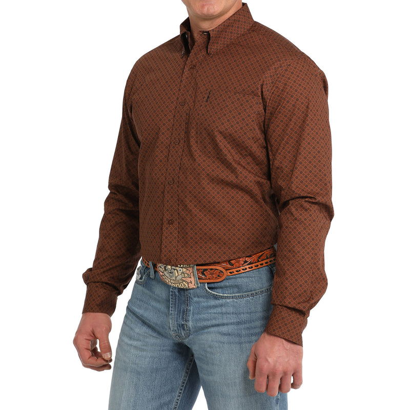 Cinch Men's Brown Print Modern Fit Button Down Shirt