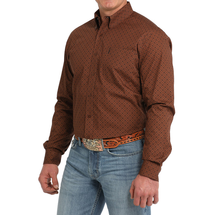 Cinch Men's Brown Print Modern Fit Button Down Shirt