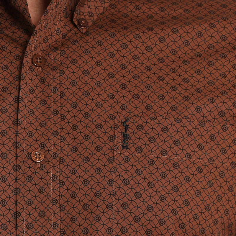 Cinch Men's Brown Print Modern Fit Button Down Shirt