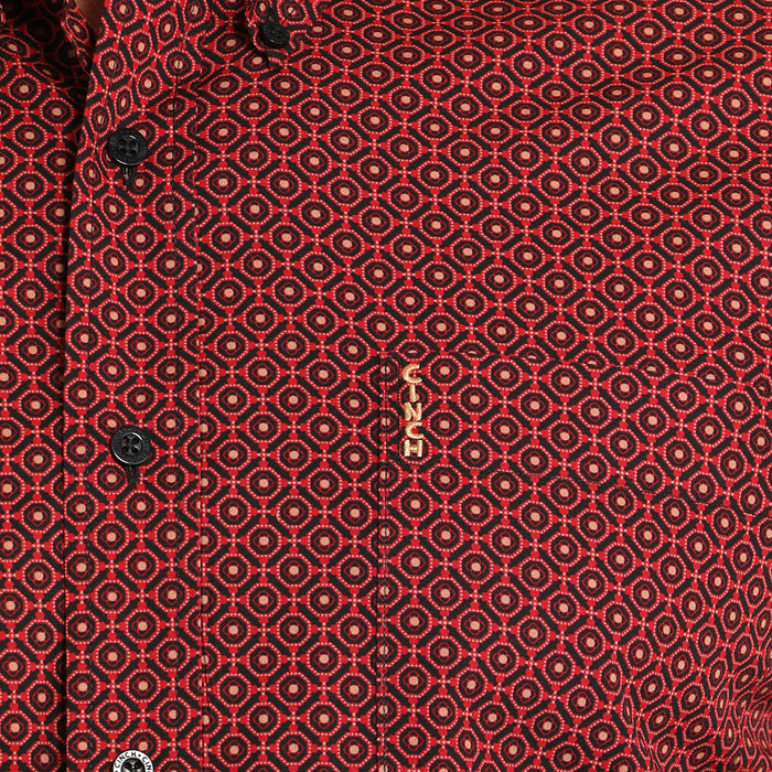 Cinch Men's Red Print Modern Fit Button Down Shirt