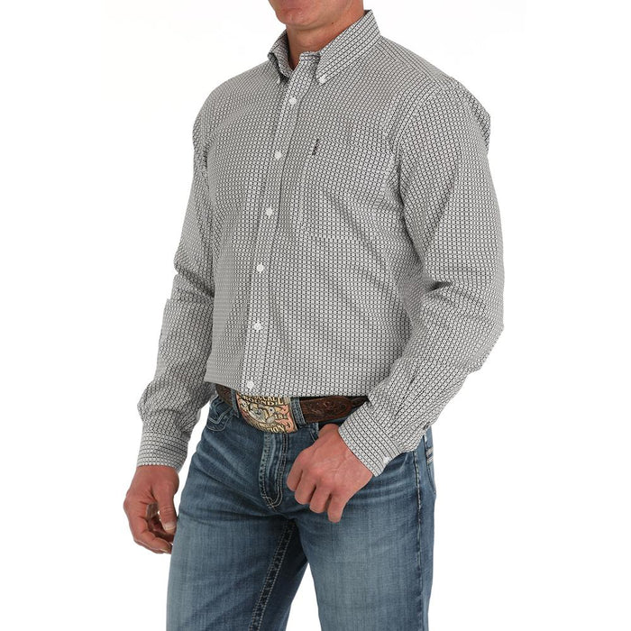 Cinch Men White Print Modern Fit Shirt