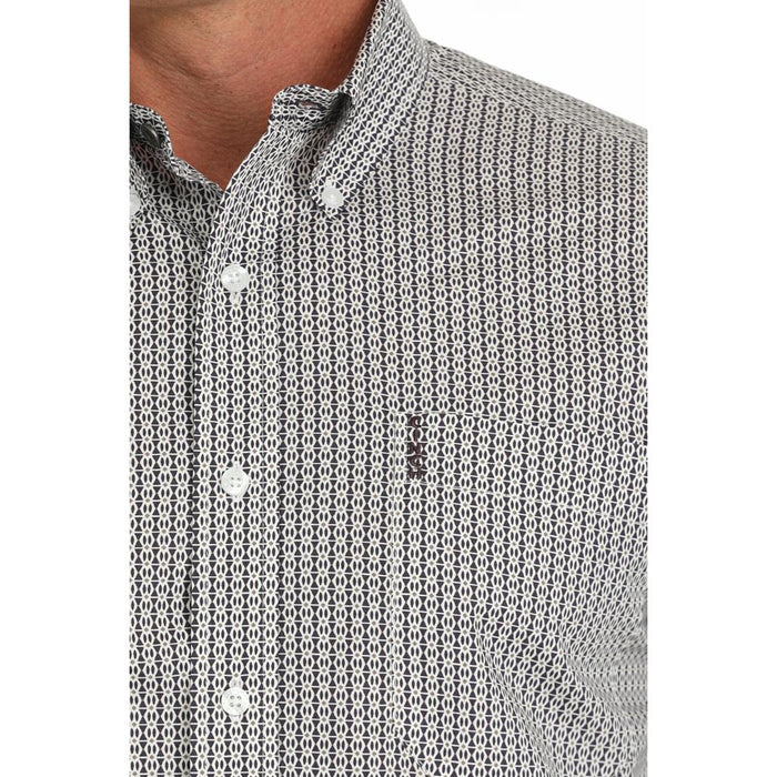 Cinch Men White Print Modern Fit Shirt