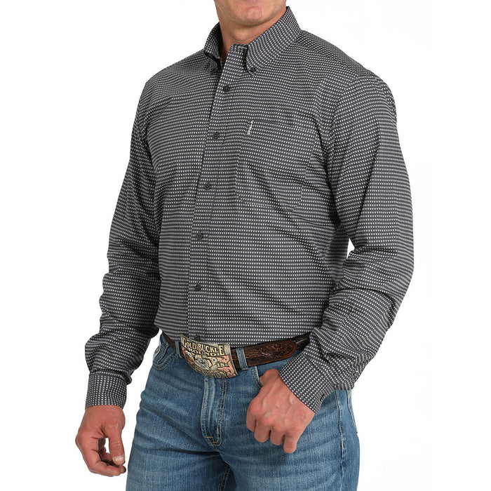 Cinch Men's Grey Modern Fit Long Sleeve Button Shirt
