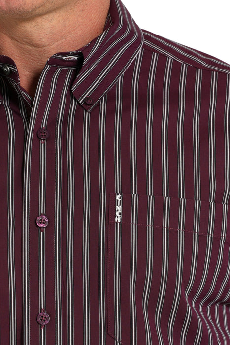 Cinch Men's Modern Fit Purple Stripe Long Sleeve Shirt