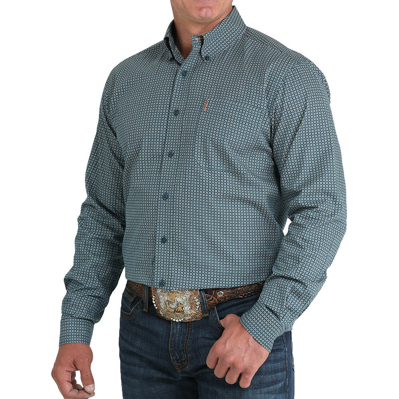 Cinch Men's Teal Print Modern Fit Shirt