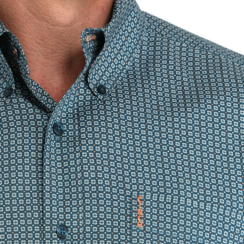 Cinch Men's Teal Print Modern Fit Shirt