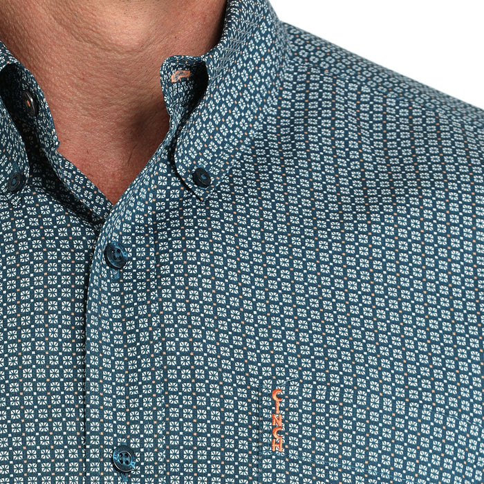 Cinch Men's Teal Print Modern Fit Shirt
