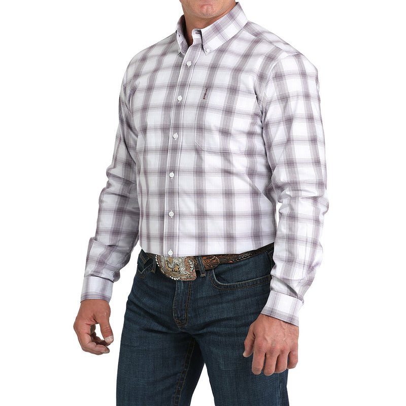 Cinch Men's White Plaid Modern Fit Shirt