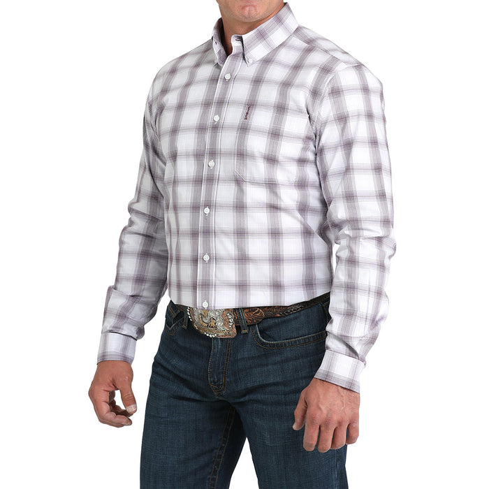 Cinch Men's White Plaid Modern Fit Shirt