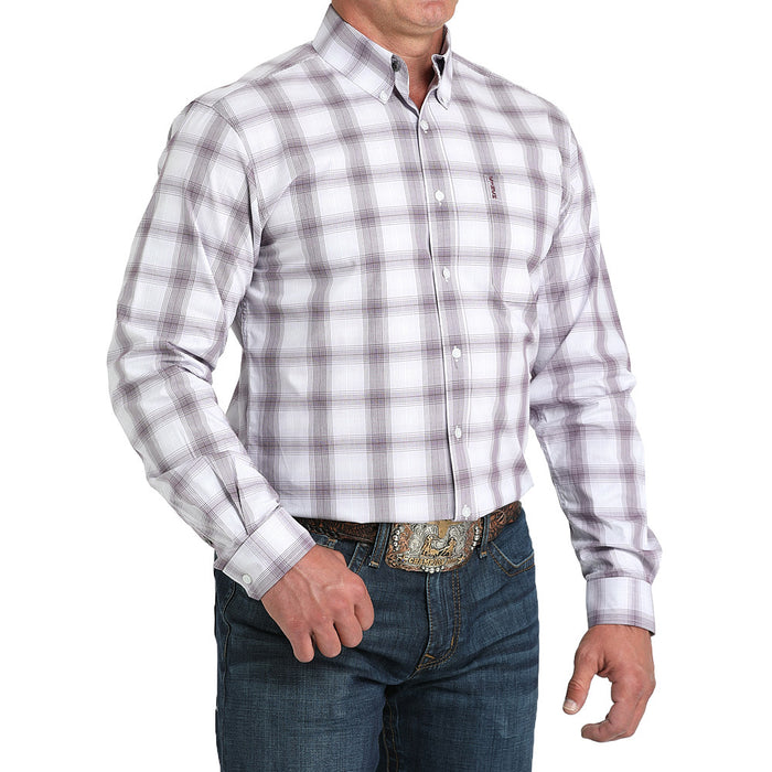 Cinch Men's White Plaid Modern Fit Shirt