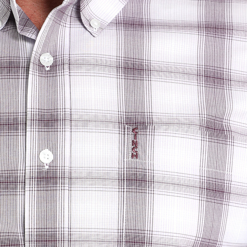 Cinch Men's White Plaid Modern Fit Shirt