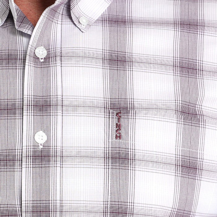 Cinch Men's White Plaid Modern Fit Shirt