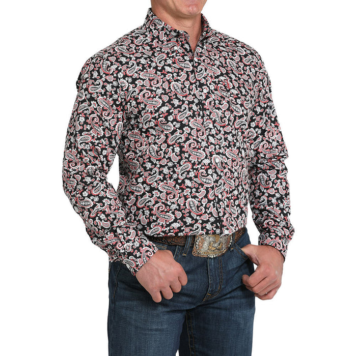 Cinch Men's Black & Red Paisley Modern Fit Shirt