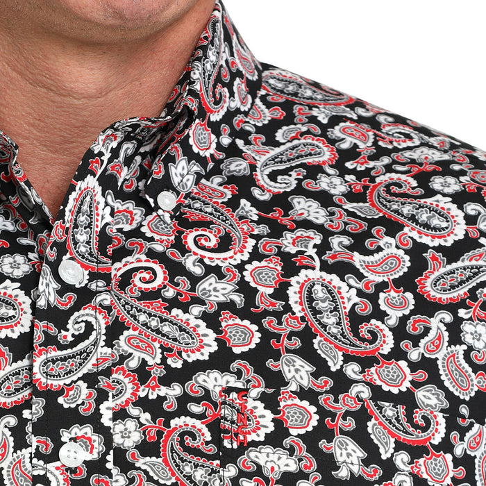Cinch Men's Black & Red Paisley Modern Fit Shirt