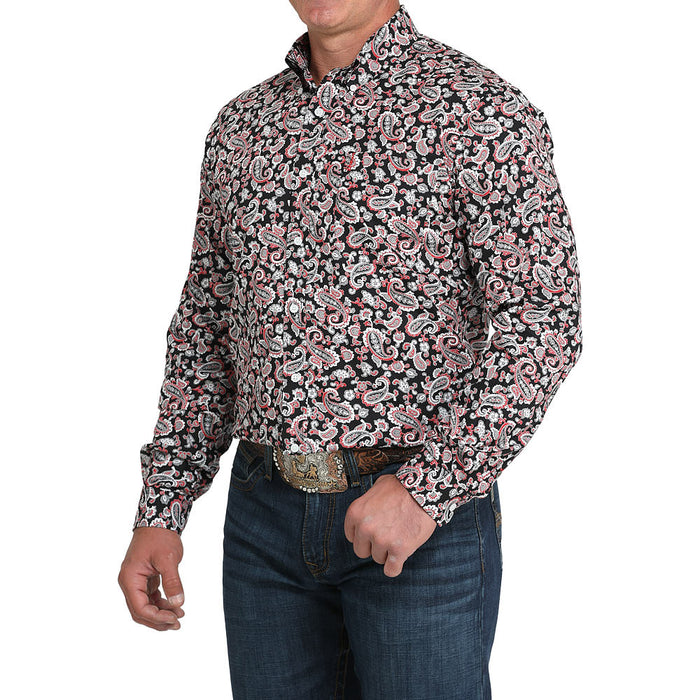 Cinch Men's Black & Red Paisley Modern Fit Shirt
