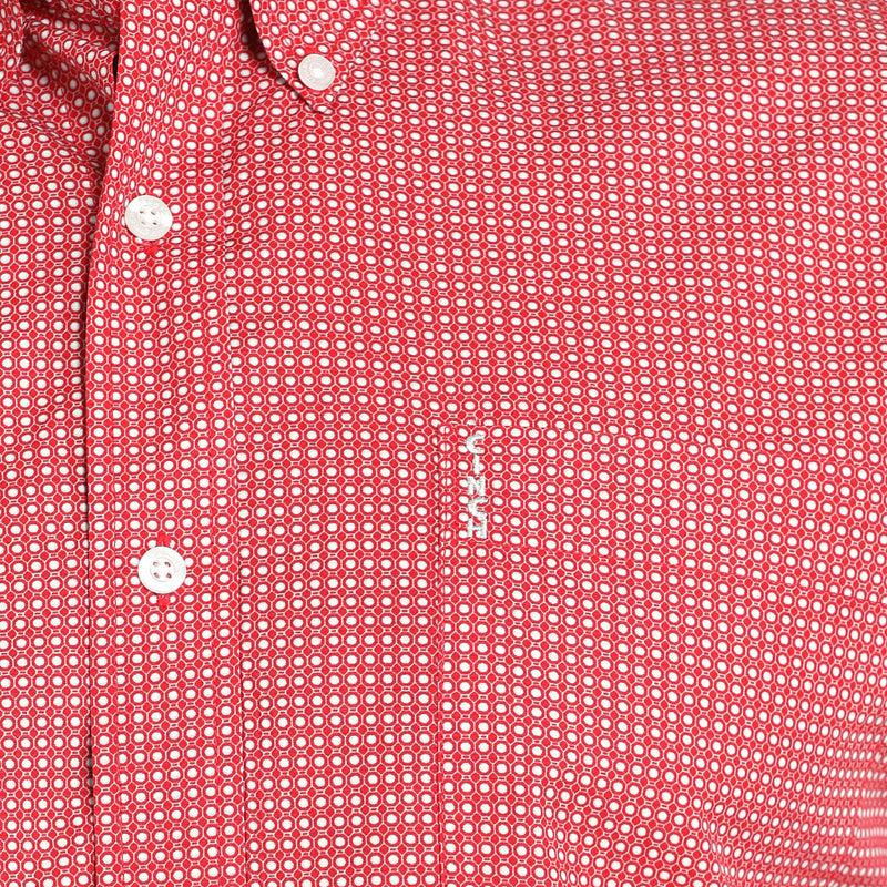 Cinch Men's Red Small Circle Print Modern Fit Shirt