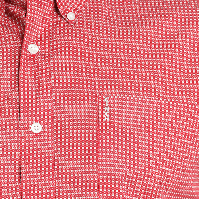 Cinch Men's Red Small Circle Print Modern Fit Shirt