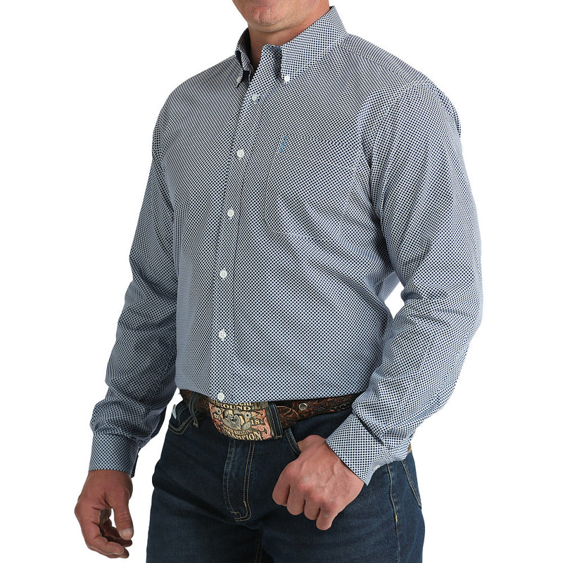 Cinch Men's Modern Fit Blue Print Shirt