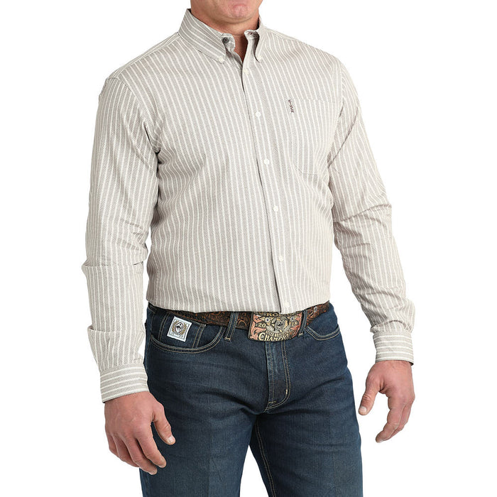 Cinch Men's Cream Stripe Modern Fit Shirt