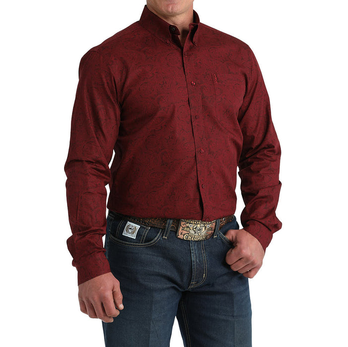 Cinch Men's Burgundy Paisley Modern Fit Shirt