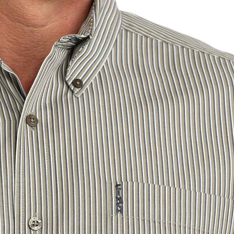 Cinch Men's Olive Stripe Modern Fit Shirt