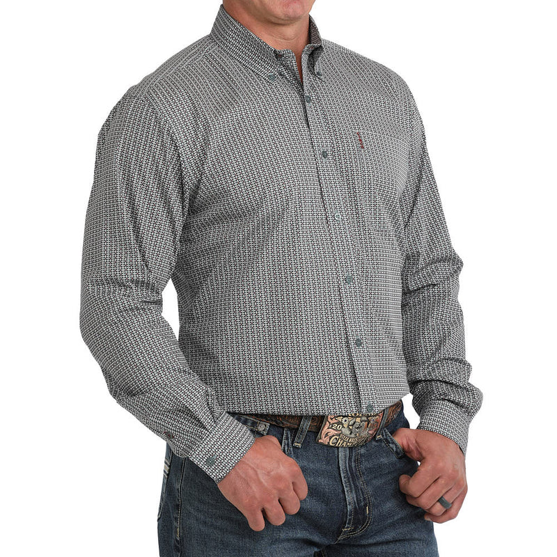 Cinch Men's Blue Print Modern Fit Long Sleeve Shirt