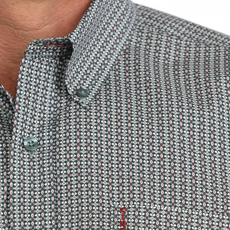 Cinch Men's Blue Print Modern Fit Long Sleeve Shirt