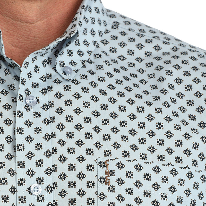 Cinch Men's Light Blue Print Modern Fit Shirt
