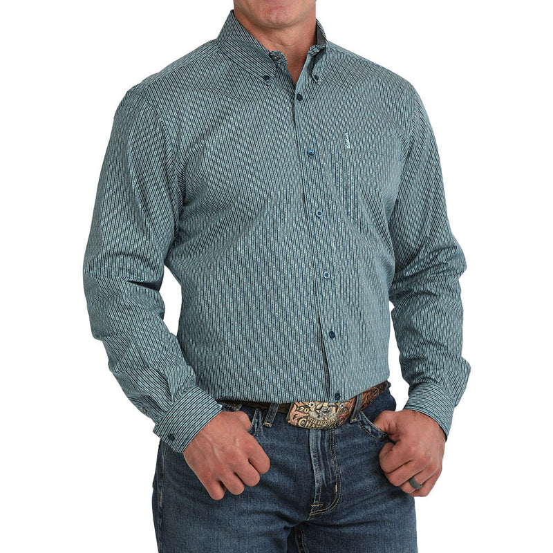 Cinch Men's Blue Printed Modern Shirt