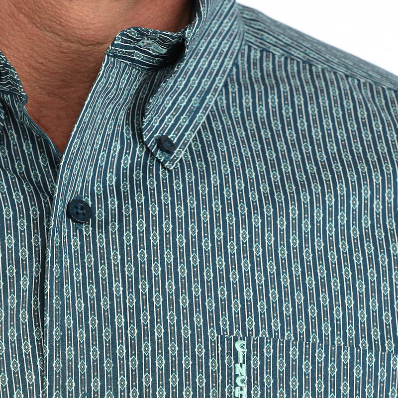 Cinch Men's Blue Printed Modern Shirt