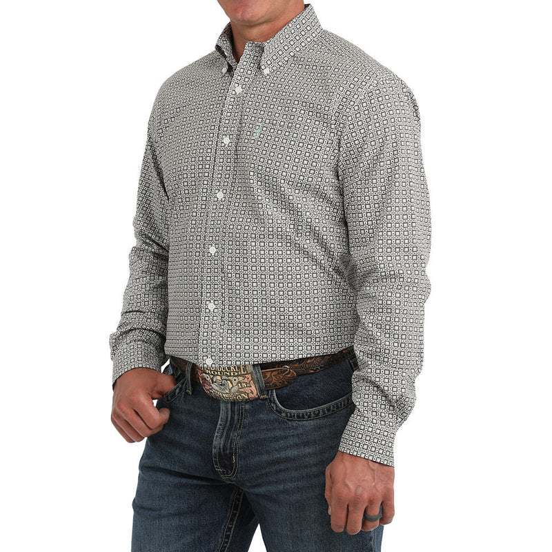 Cinch Men's White Printed Modern Fit Shirt