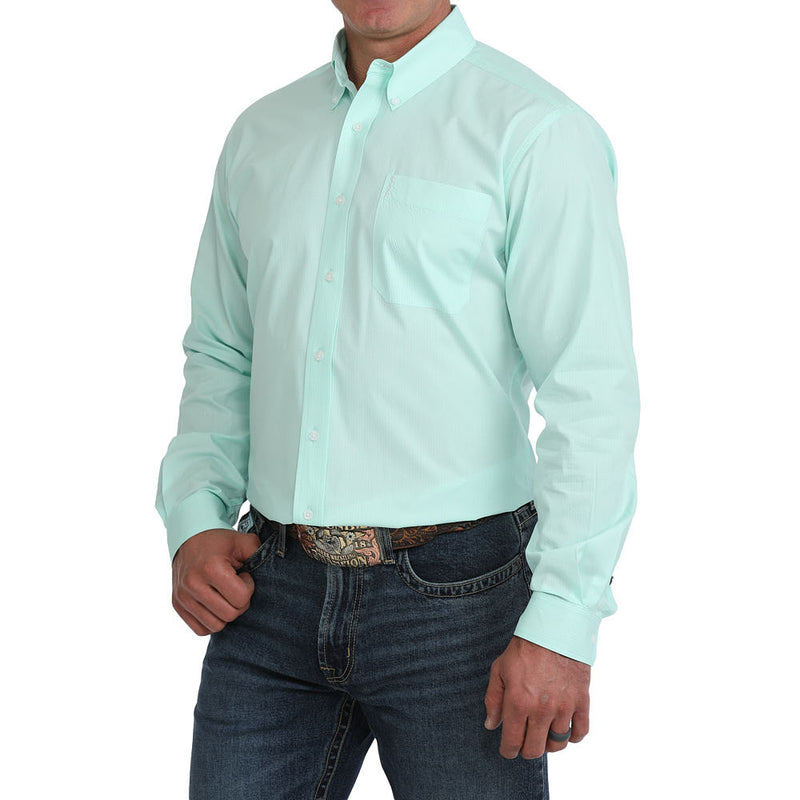 Cinch Men's Turquoise Solid Long Sleeve Shirt