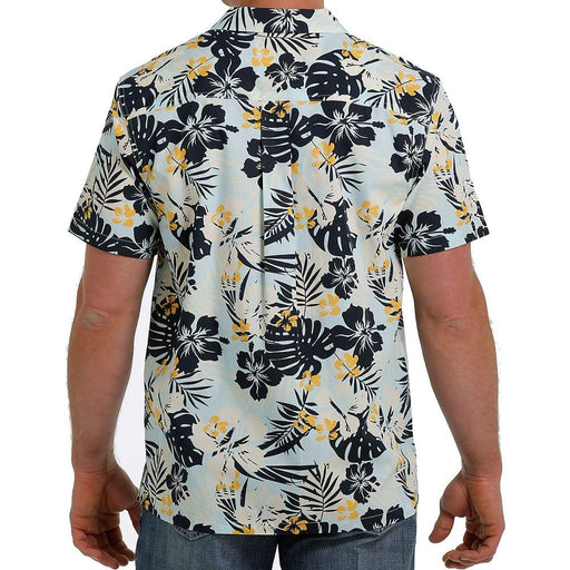 CINCH Jeans  Men's Hawaiian Print Short Sleeve Camp Shirt - Blue