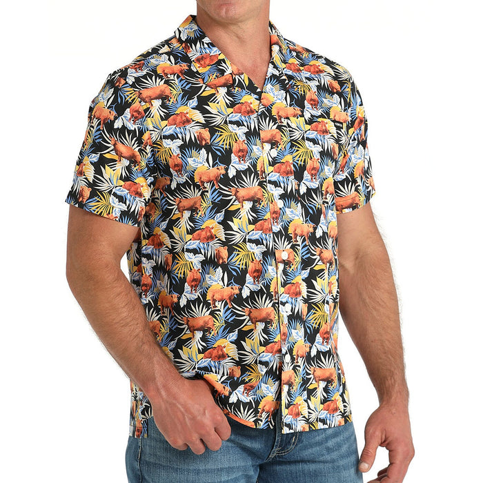 Cinch Men's Multi Colored Short Sleeve Camp Shirt