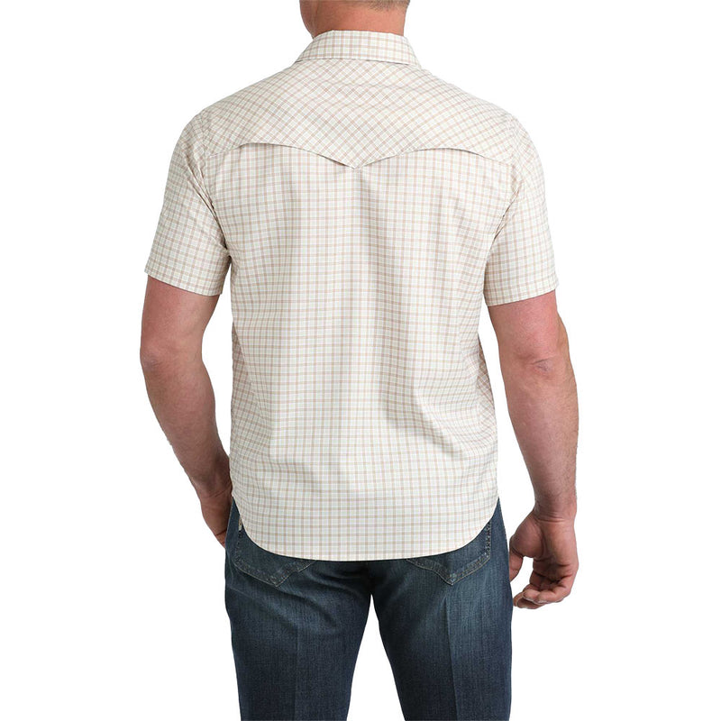 Cinch Men's Camp White Plaid Short Sleeve Snap Shirt