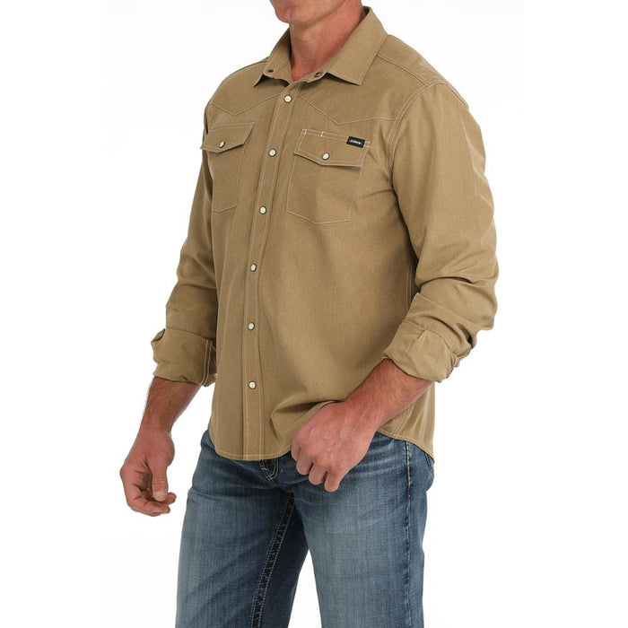 Cinch Men's Arena Flex Brown Long Sleeve Snap Shirt