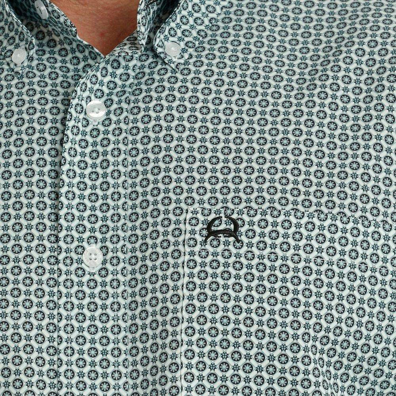 Cinch Mens ArenaFlex Short Sleeve White Print Shirt