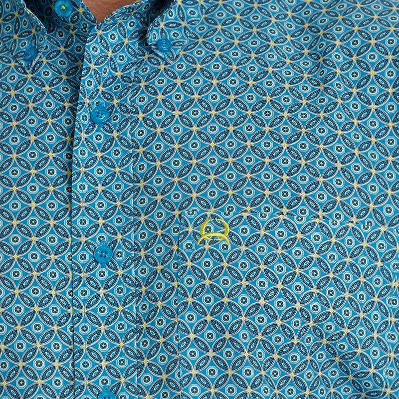Cinch Mens ArenaFlex Short Sleeve Blue Print Shirt