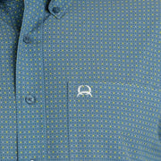 Cinch Mens ArenaFlex Short Sleeve Blue Print Shirt