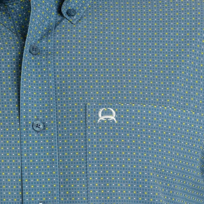 Cinch Mens ArenaFlex Short Sleeve Blue Print Shirt