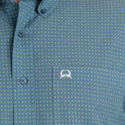 Cinch Mens ArenaFlex Short Sleeve Blue Print Shirt