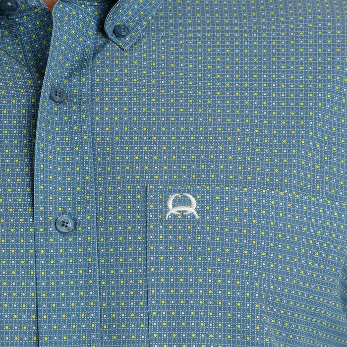 Cinch Mens ArenaFlex Short Sleeve Blue Print Shirt